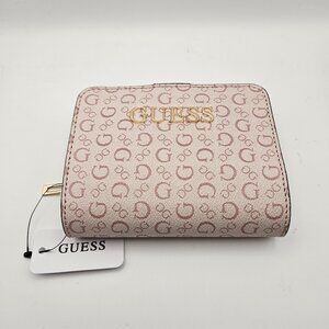 NWT Guess Pink Logo Trifold Wallet with Zip Coin Pocket